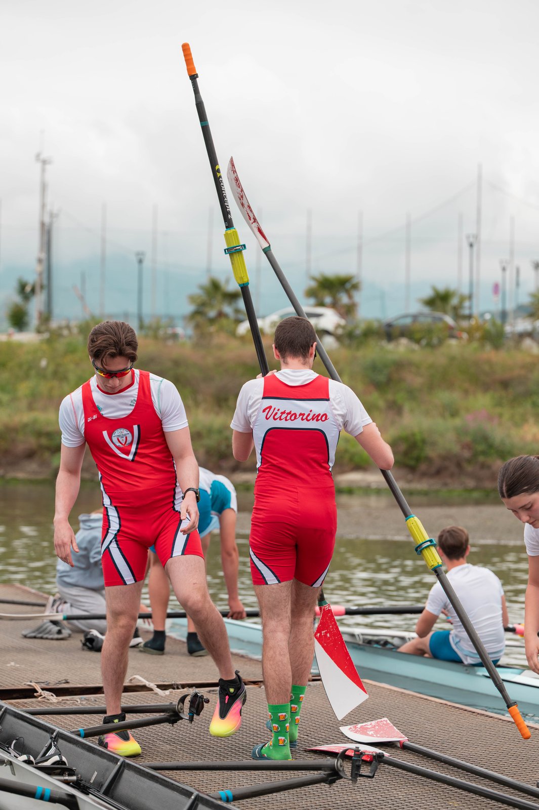 Rowers from the Vittorino da Feltre Rowing Club of Piacenza in Genoa Pra