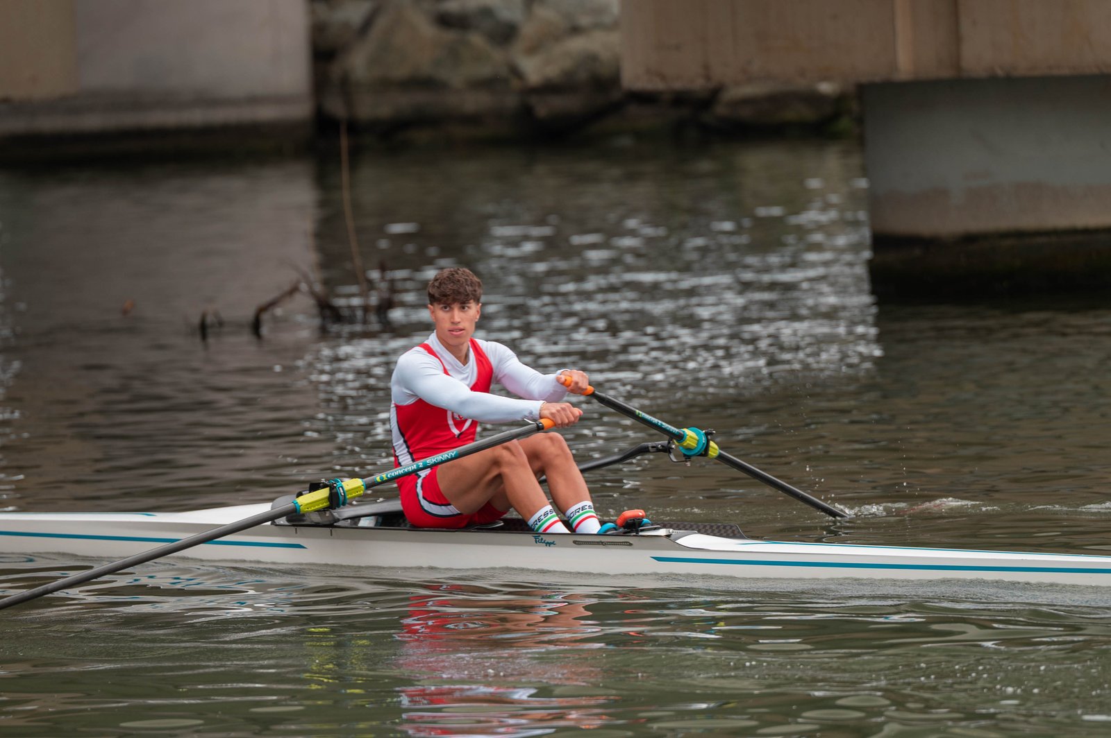 Rowers from the Vittorino da Feltre Rowing Club of Piacenza in Genoa Pra