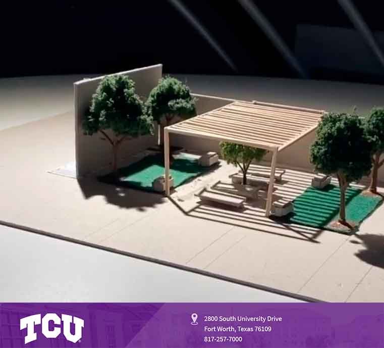 Students are working on their daylight studies on their scale model in the Beta nit Heliodon Orchard.