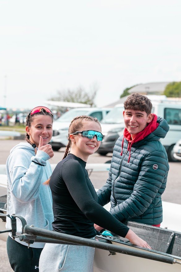 Vittorino athletes Giorgia Sardi, Matteo Sardi and Viola Ferrari at the La Standiana Rowing Regatta.