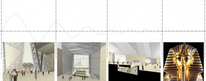 A study document outlining the conceptual guidelines for the museum’s visitor route, from spatial sequencing to the organization of circulation flows. The project investigates the relationship between exhibition spaces, light, and perception, placing the visitor’s experience at the core.  
Through diagrams, layouts, and reference models, it tests different levels of interaction between architecture and exhibition narrative, anticipating the museum’s role as a space for knowledge and engagement.